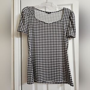 Express Women's Gingham Shirt with Sweetheart Neckline